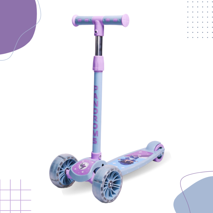 PANDROMS Kids Kick Scooter with LED Wheels - Lavender/Blue