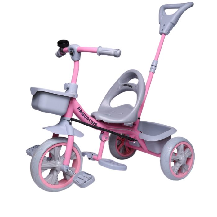 Pandroms Kids Tricycle with Parental Control - Pink/Grey