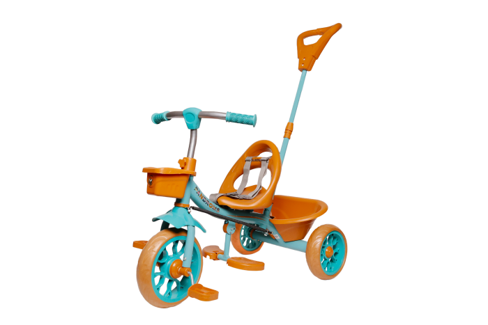 PANDROMS Kids Tricycle with Parental Control Handle (PTC4003) - Brown/Green
