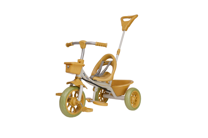 PANDROMS Kids Tricycle with Parental Control Handle (PTC4003) - Off-White/Beige/Olive
